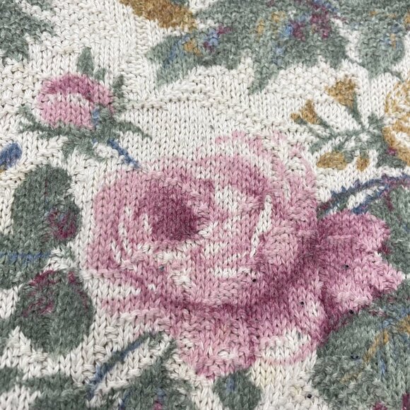 Vintage Floral Sweater Women Cotton Polyester Pullover Cottage Retro Casual Twee - Picture 13 of 14